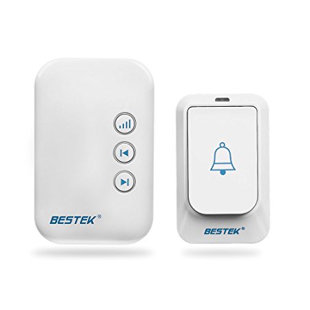 Chime, BESTEK Plug-in Wireless Doorbell Chime Operating at over 500-feet Range with 36 Chimes, 1 Transmitter 1 Receiver, White