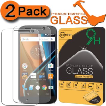 [2-Pack] Moto G4 Screen Protector, Jasinber [Tempered Glass] Screen Protector for Moto G4 with 9H Hardness/Anti-Scratch/Anti-Fingerprint