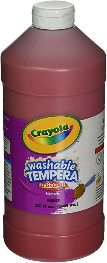 Crayola Washable Tempera Paint, Red Kids Paint, 32 Oz Squeeze Bottle