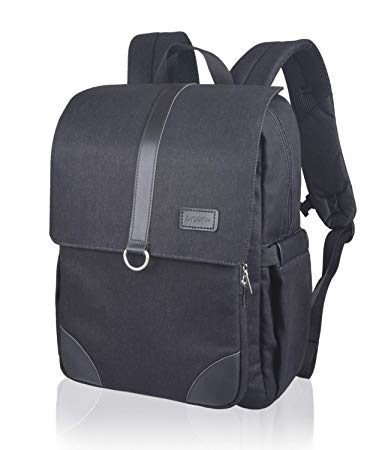 Vintage School College Backpack Casual Travel Daypack for Men Women Durable Business Laptop Backpack Fits up to 15.6 Inch Computer Notebook (Black)