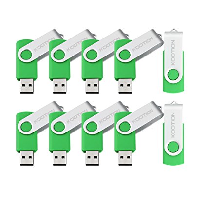 KOOTION 10PCS 4GB USB2.0 Flash Drive Memory Stick Fold Storage Thumb Stick Pen Swivel Design Green 【Ships from USA】