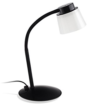 LED Desk Lamp, Touch Sensitive Control, 360° Flexible Gooseneck, Dimmable Brightness, Eye-caring Studying Lamp, 4000K Neutral Cool White, USB Charger, Black