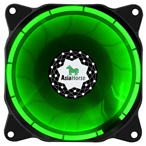 Asiahorse SOLAR ECLIPSE-Ultra Quiet Bearing 120mm DC Led Fan for Computer Cases, Long Life CPU Coolers,green …