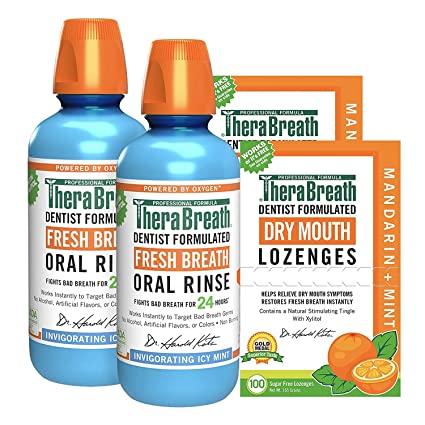 TheraBreath Dentist Recommended Fresh Breath Oral Rinse, Mild Mint Flavor, 16 Ounce (Pack of 2)