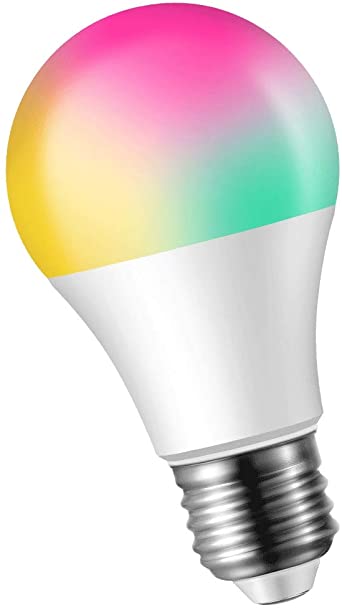 Smart Light Bulb LED Dimmable No Hub Required, App and Voice Control Compatible with Alexa Google Assistant E26 Dimmable (A19 Multicolor, 1 Pack)