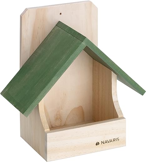 Navaris Small Bird Nesting Box - Wood Nest for Robin, Hummingbird, Parakeet, Bluebird - Perch House for Outdoors Birdhouse Birds - Made of Pine Wood