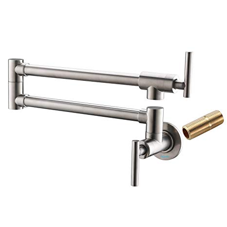 Havin A203 Pot Filler Faucet Wall Mount,Brushed Nickel,With Double Joint Swing Arms,Single Hole Two Handles (Pot filler Style A-Brushed Nickel)