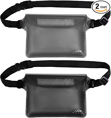 SMARTAKE 2-Pack Waterproof Pouch with Waist Strap, Durable Dry Bag for Phone, Valuables and Wallet, Waterproof Belt Bag Case for Swimming Boating Snorkeling Fishing and Beach