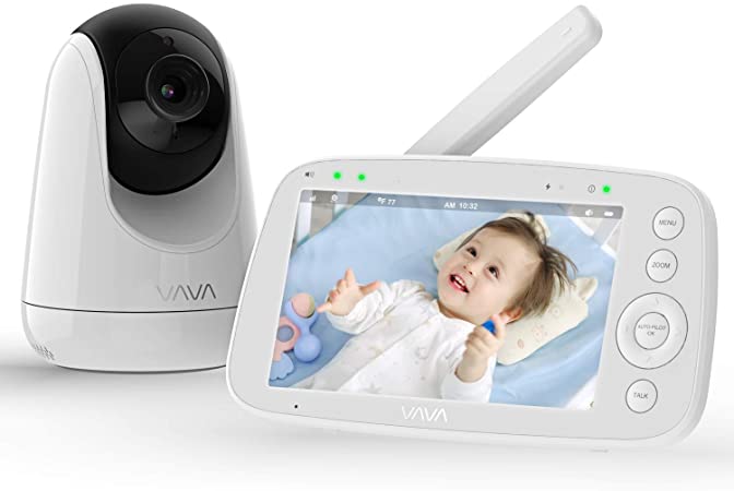 Baby Monitor, VAVA 5" 720P HD Display Video Baby Monitor with Camera and Audio, IPS Screen, 1000ft Range, 4500 mAh Battery, Two-Way Audio, One-Click Zoom, Night Vision and Thermal Monitor (AU Plug)