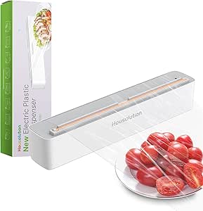 Housolution Electric Automatic Plastic Wrap Dispenser with Instant Heating Technology, Rechargeable Refillable Food Cling Wrap Dispenser with 12In X 328Ft Plastic Wrap