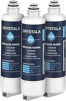 Crystala Filters BORPLFTR50 Replacement for Bosch Ultra Clarity Pro Water Filter, Compatible 12033030,11025825,12028325,BORPLFTR55,WFC100MF,WFS200MF(3 Pack)