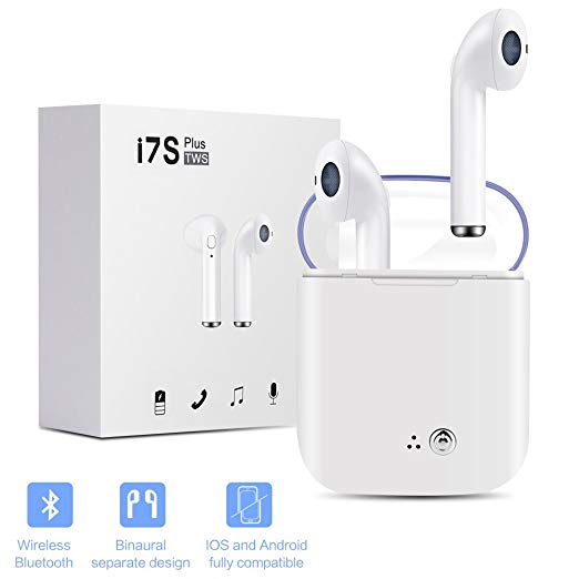 Bluetooth Headphones, XiQin Mini Wireless Sports Earphone/Stereo-Ear Sweatproof Earphones Noise Cancelling Charging Case Fit iPhone X/8/7/6/6s Plus Samsung Galaxy S8, S8 Plus …