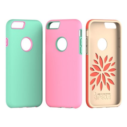 iSpecle Apple iPhone 6 Case, 3 Pack Shockproof TPU Bumper and Anti-Scratch Thin Back Cover - Slim Fit Protective Case (Pink & Mint Green & Orange)