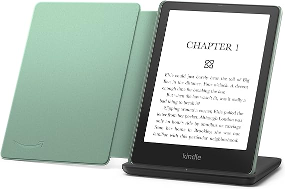 Kindle Paperwhite Signature Edition including Kindle Paperwhite (32 GB) - Agave Green - Without Lockscreen Ads, Fabric Cover - Agave Green, and Wireless Charging Dock