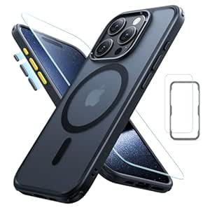 ESR for iPhone 15 Pro Max Case (5 in 1) Set, Translucent Matte Case with Screen Protector and Camera Lens Protectors, Compatible with MagSafe, Military-Grade Protection, Classic Series, Frosted Black