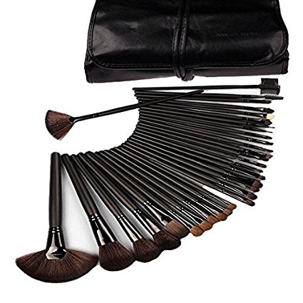 KLAREN 32 PCS Makeup Cosmetic Brush Set Kit Eyebrow Eyeshadow Blush (Black)