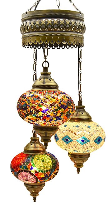 (Choose from 12 Designs) Turkish Moroccan Mosaic Glass Chandelier Lights Hanging Ceiling Lamps (Large - 4) (Large-2)