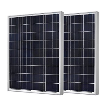 RENOGY® 2 Pcs 100 Watt 100w Polycrystalline Photovoltaic PV Solar Panel Module 12V Battery Charging for RV Boat Caravan