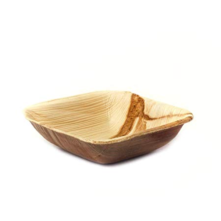Simply Greenware Palm Leaf Bowls | 4 Inch Square | 25 Count | Sturdy & Premium Quality | 100% Compostable Disposable & Better than Bamboo Plates | Dinner Lunch Steak Parties Picnics & Events !