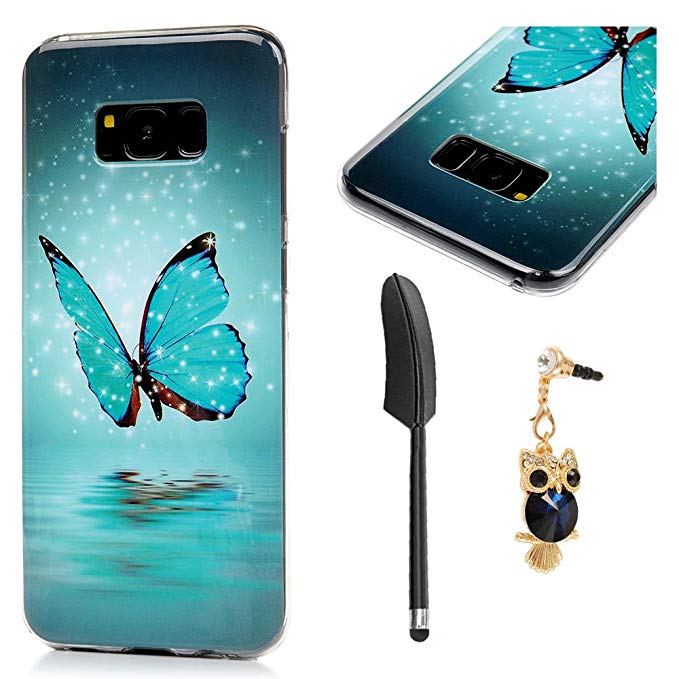 Galaxy S8 Plus Case,Luminous Effect Interesting Night Luminous Case Glow in the Dark IMD Ultra-thin Soft TPU Rubber Noctilucent Cover for Samsung Galaxy S8 Plus - Blue Butterfly