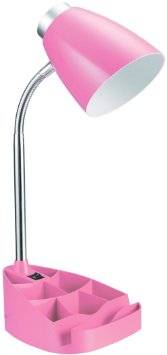 Limelights LD1002-PNK Gooseneck Organizer Desk Lamp with iPad Stand or Book Holder, Pink