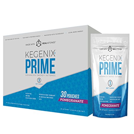Kegenix PRIME Exogenous Ketones supplement with 41g BHB & MCT per serving - Original Patented Keto Weight Loss – Ketosis in less than 60 minutes (30 Day, Pomegranate)