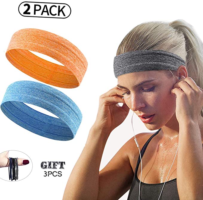 Joyfree Workout Headbands for Women Men Sweat Bands Headbands Non Slip,Soft Stretchy Sweatbands Headbands for Sports Yoga Running Fitness Exercise Gym Athletics (Gray Black)