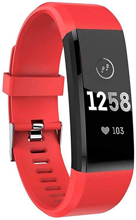 ATETION Fitness Tracker, Fitness Tracker Pedometer Watch with Slim Touch Screen and Wristbands, Wearable Activity Tracker as Step Counter Sleep Monitor for Kids Women Men (Red)