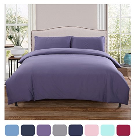Moreover 4-Piece Purple Bedding Sets, Solid Color Bedding, Microfiber Duvet Cover Sets Full Size