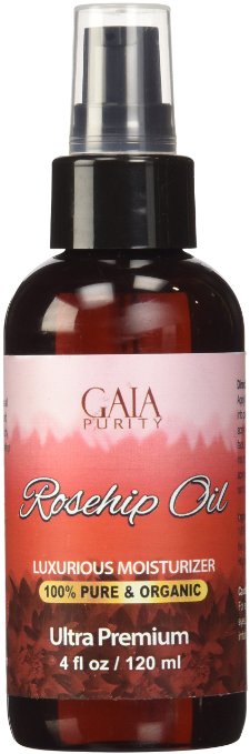Rosehip Oil Large 4oz - All Natural Best Moisturizer for Face Hair and Body to Help Heal Dry Skin Diminish Scars Discoloration Acne Wrinkles Stretch Marks Eczema Skin Tags and Brittle Nails Cold Pressed Unrefined Virgin Rose Hip Seed Oil with Anti-Aging Properties