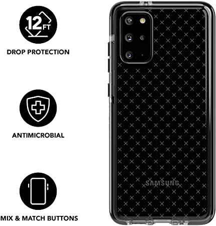 tech21 Evo Check Antimicrobial BioShield Protective Phone Case for Samsung Galaxy S20  (Plus) 5G with 12 ft Drop Protection - Smokey/Black