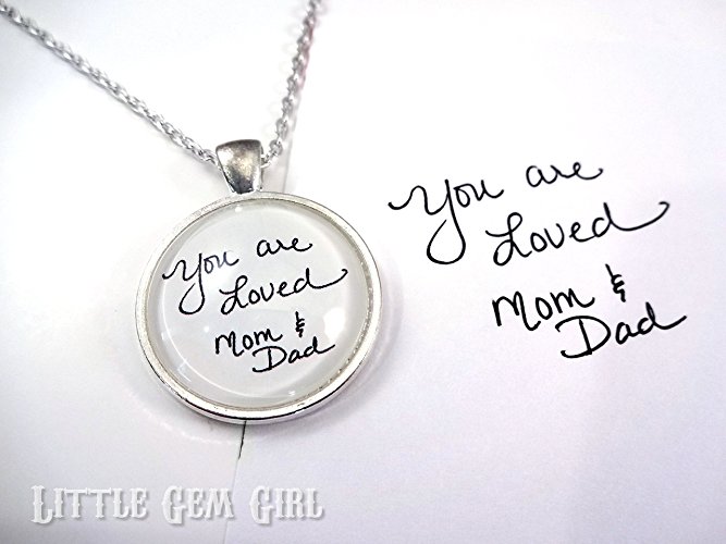 Handwriting Jewelry - Necklace made using your own handwriting or signature from loved one - 5 Colors Available - Also available as Key Chain - Single or Double Sided
