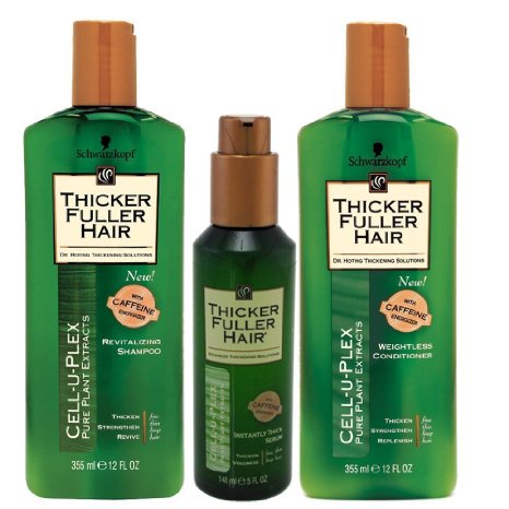 Thicker Fuller Hair Revitalizing Shampoo, Weightless Conditioner, 12 Oz, and Instantly Thick Serum, 5 Oz (Bundle of 3)