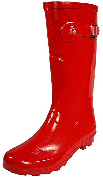 Norty Women's Hurricane Wellie - 14 Solids and Prints - Glossy Waterproof Mid-Calf Rainboots