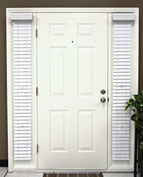 Faux Wood Sidelight Blinds for Doors, 8.5"W x 72"L, 2" Slats, 1 Pair (2 pcs.,) Snow White, Delta Blinds Supply