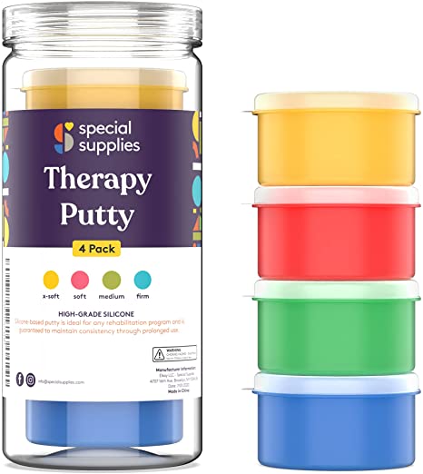 Special Supplies Therapy Putty - Resistive Hand Exercise Therapy Putty Kit Set of Four Strengths 3 ounces of each putty