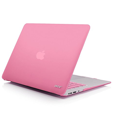 MacBook Air 13-inch Case, iXCC Smooth Finish Soft-Touch Plastic Hard Shell Case [2 in 1] with Keyboard Cover [ Models: A1466 / A1369 ] - Pink