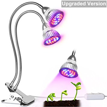 Upgraded Version Dual-lamp Grow Light -Aotson 15W 80LEDs Plant Light Grow Lamp Lights with 360 Degree Flexible Gooseneck for Indoor Plants Hydroponics Greenhouse Gardening Seedlings Potted Plant