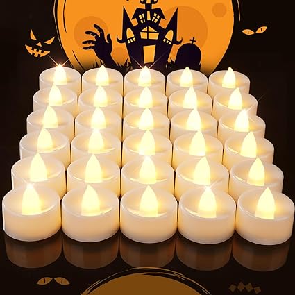 Pack of 30 Amagic Electric Battery Operated Tea Lights Bulk -Realistic Flameless Tealight Candles With Natural Warm White Light, Quality Fake Led Tealight Candles For Holiday, Wedding, Party-No Remote