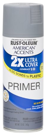 Rust Oleum 280704 American Accents Ultra Cover 2X Spray Paint,  Gray Primer, 12-Ounce