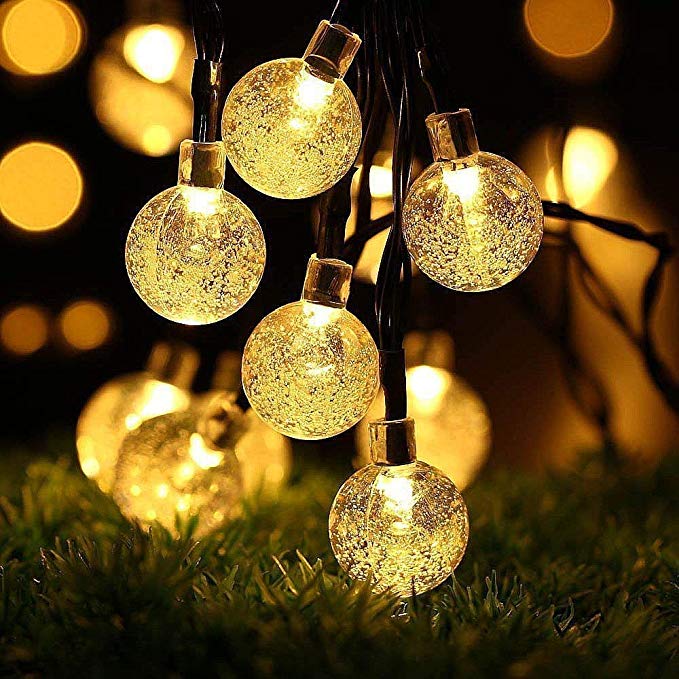 LEDGLE Globe Solar String Lights, 20ft 30 LED Fairy Crystal Ball Christmas Lights, Outdoor Decorative Solar Lights for Home, Garden, Patio, Lawn, Party and Holiday(Warm White)