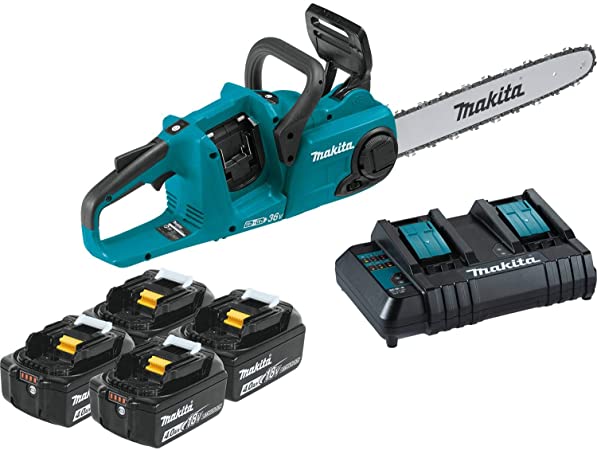 Makita XCU04CM1 Lithium-Ion Brushless Cordless 4 Batteries (4.0Ah) 18V X2 (36V) LXT 16" Chain Saw Kit, Teal