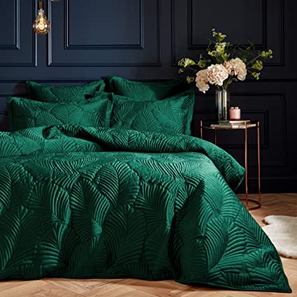 Paoletti Palmeria Duvet Cover and Pillowcase Set, Emerald, King
