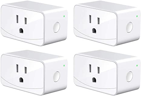 meross Smart Plug Mini WiFi Outlet 15A, Compatiable with Alexa, Google Assistant and SmartThings, App Remote Control, Timer, FCC and ETL Certified, No Hub Required, 4 Pack