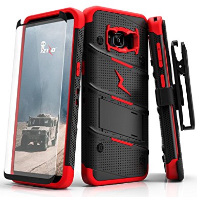 Samsung Galaxy S8 Case, Zizo [Bolt Series] w/ [Galaxy S8 Screen Protector] Kickstand [12 ft. Military Grade Drop Tested] Holster Belt Clip - Galaxy S8