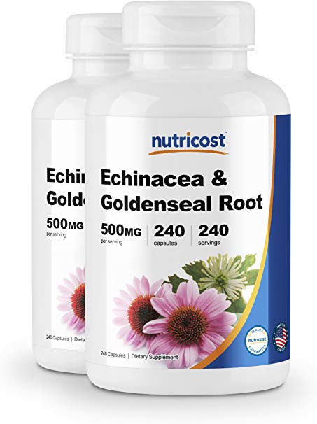 Nutricost Echinacea & Goldenseal Root, 500mg, 240 Capsules (2 Bottles) - High Quality Veggie Caps, Non GMO, Gluten Free