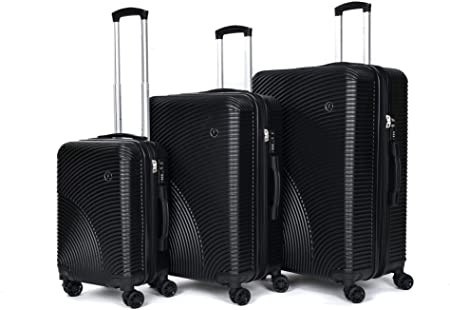 Ornate 3 Piece Luggage Set with Spinner Wheels - Hardside Expandable Suitcases (Black, sizes 20",26",30")