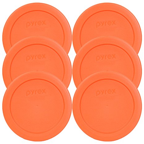 Pyrex 7200-PC Round 2 Cup Storage Lid for Glass Bowls (6, Orange)