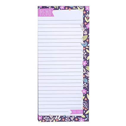 Darice 30041325 Magnetic Notepad: Floral, 3.5 x 8 inches, 80 Sheets Memo Pad