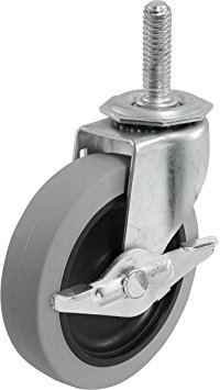 Shepherd Hardware 3266 3-Inch Threaded Stem TPR Caster with Brake, 110-lb Load Capacity